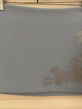 Zara Light Blue Mini Skirt with Rhinestone Floral Detail